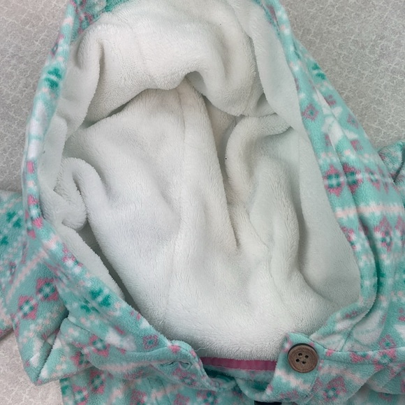 Carters Fleece Hooded Snowflake Onesie Size 18-24 months - Picture 7 of 8